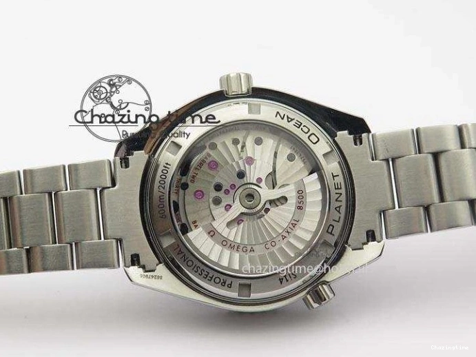 0812 Contemporary Planet Ocean SS Bp Maker 45mm Black Bezel Orange Numbers On SS Bracelet A 8217